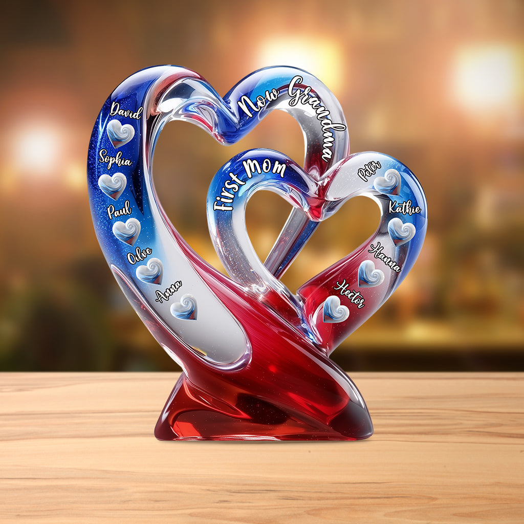 First Mom Now Grandma - Personalized Grandma Custom Shaped Acrylic Plaque