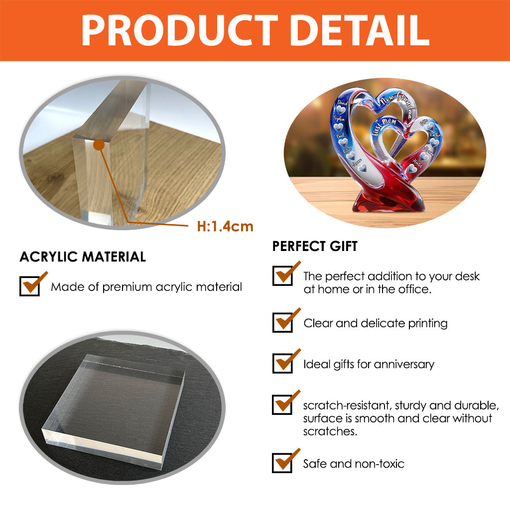 First Mom Now Grandma - Personalized Grandma Custom Shaped Acrylic Plaque