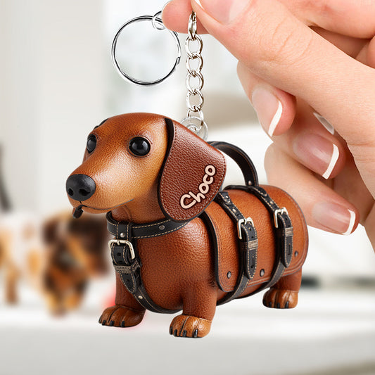 Cute Dachshund - Personalized Dog Keychain