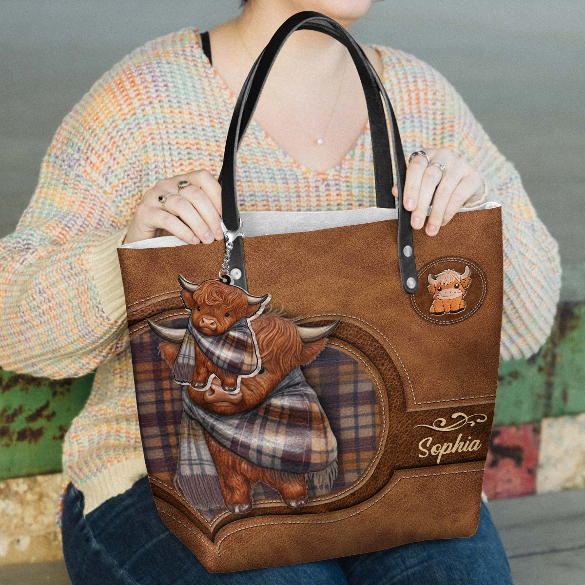 Adorable Highland Cow - Personalized Highland Cow Tote Bag