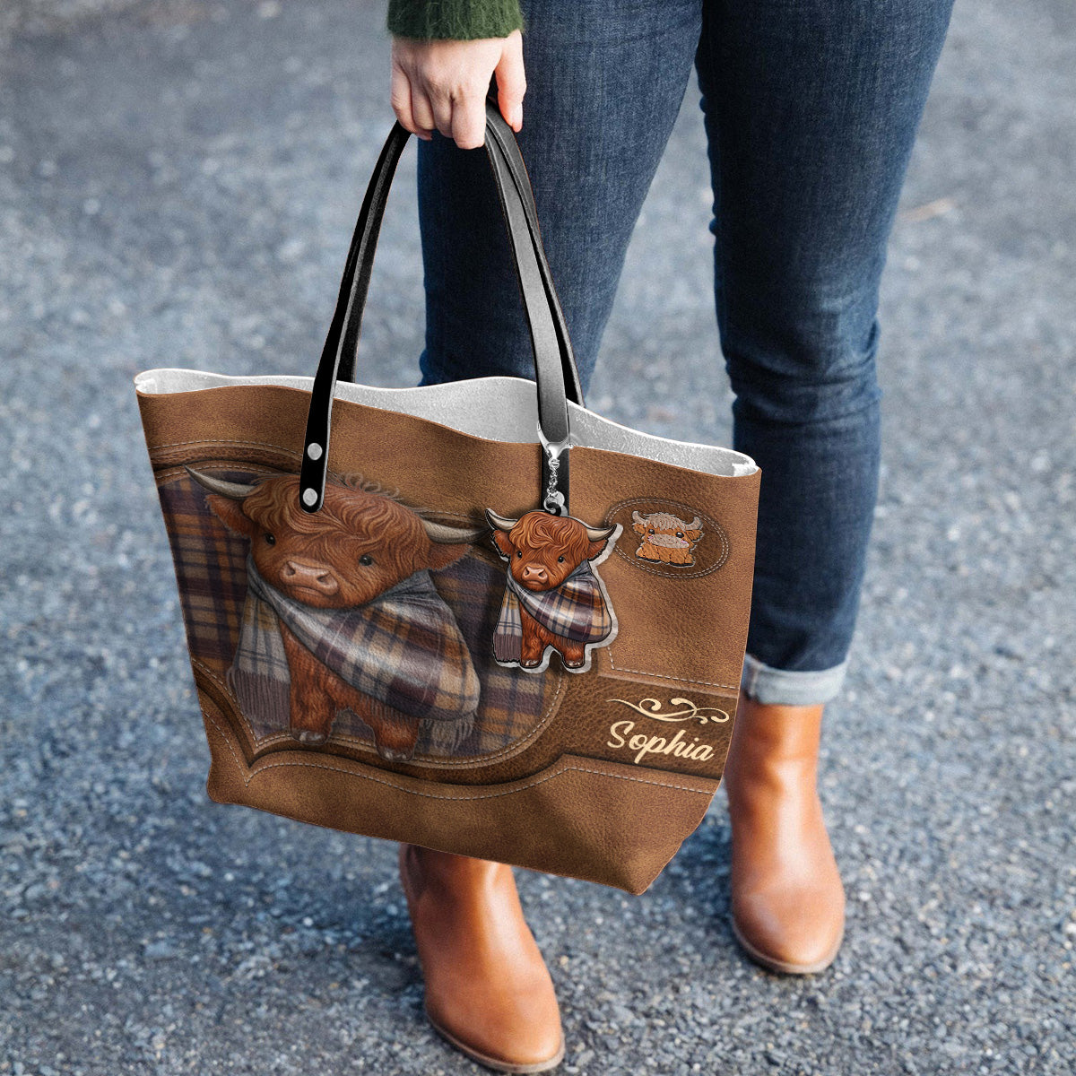 Adorable Highland Cow - Personalized Highland Cow Tote Bag