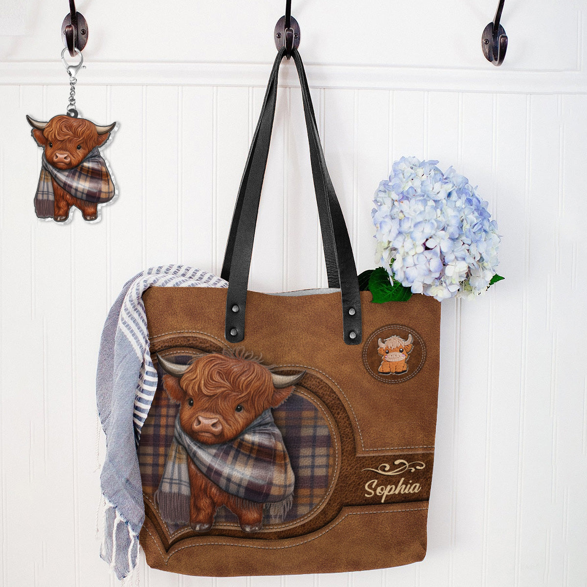 Adorable Highland Cow - Personalized Highland Cow Tote Bag