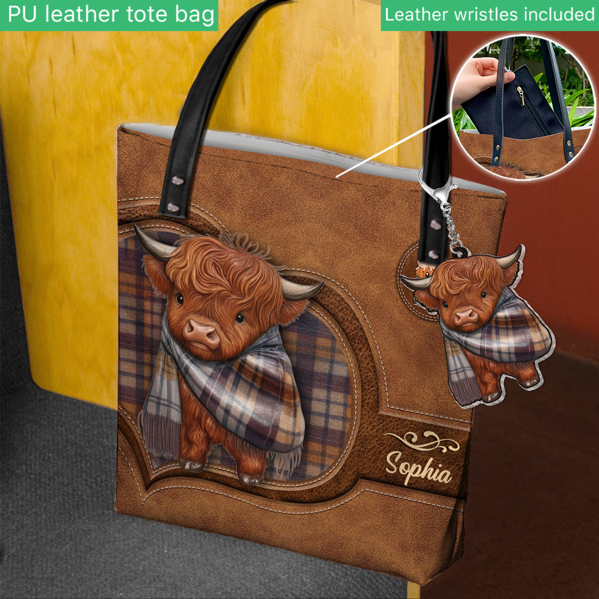 Adorable Highland Cow - Personalized Highland Cow Tote Bag