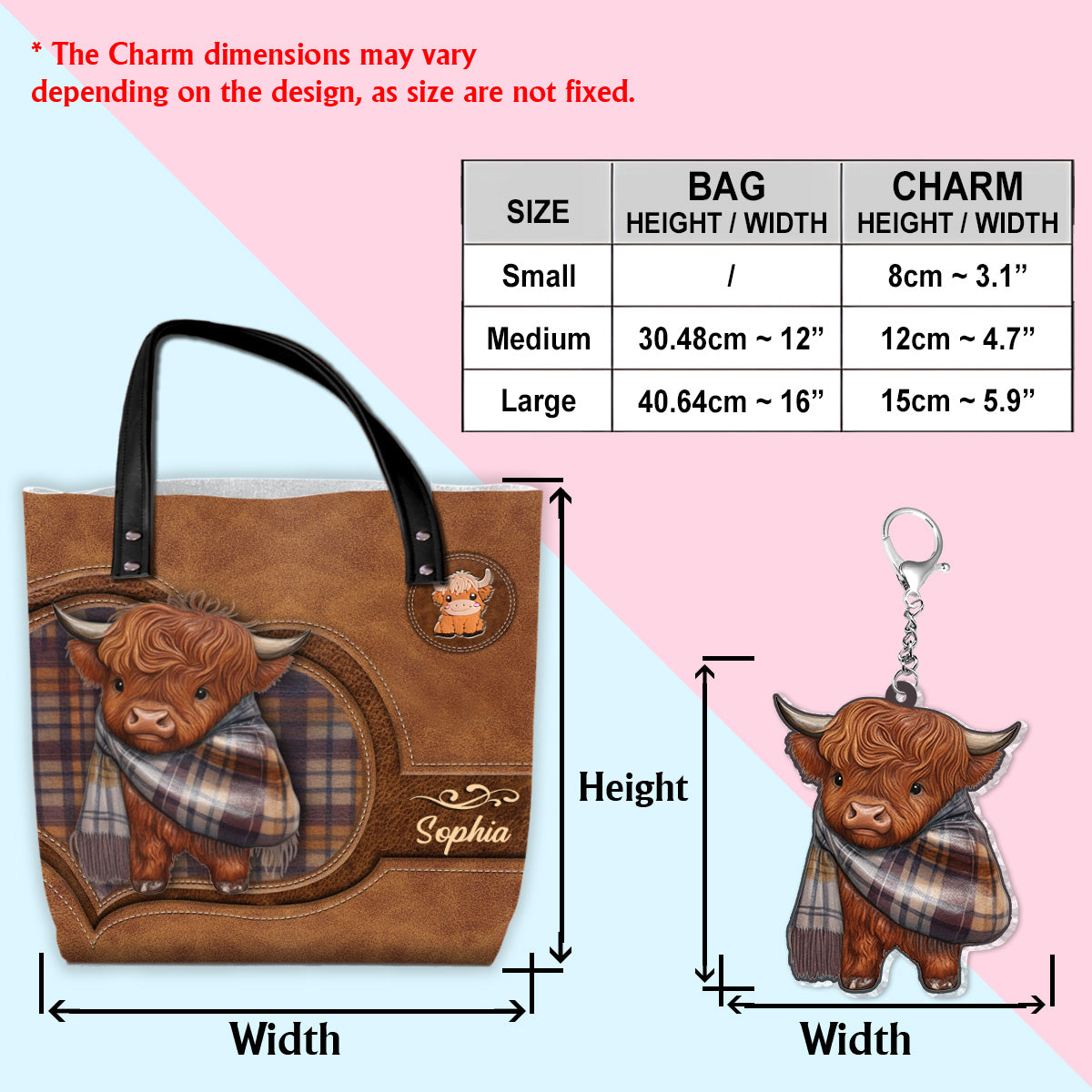 Adorable Highland Cow - Personalized Highland Cow Tote Bag