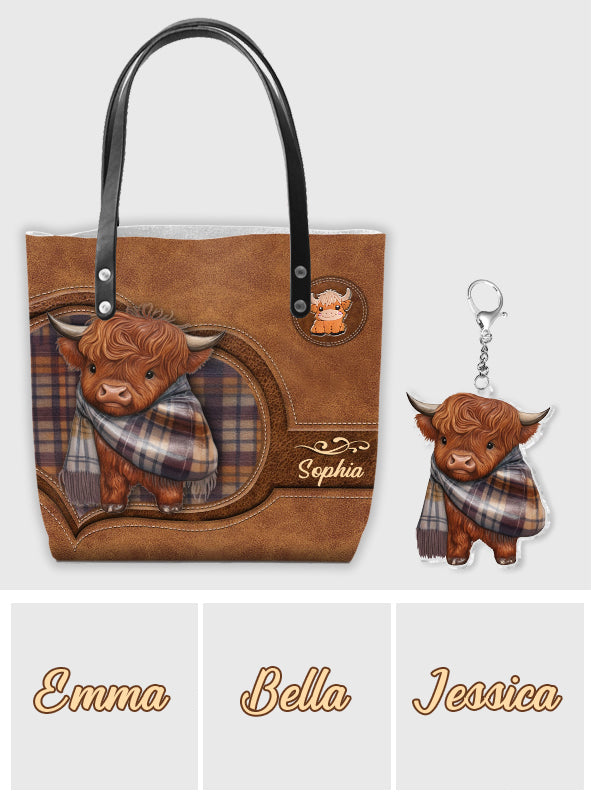 Adorable Highland Cow - Personalized Highland Cow Tote Bag