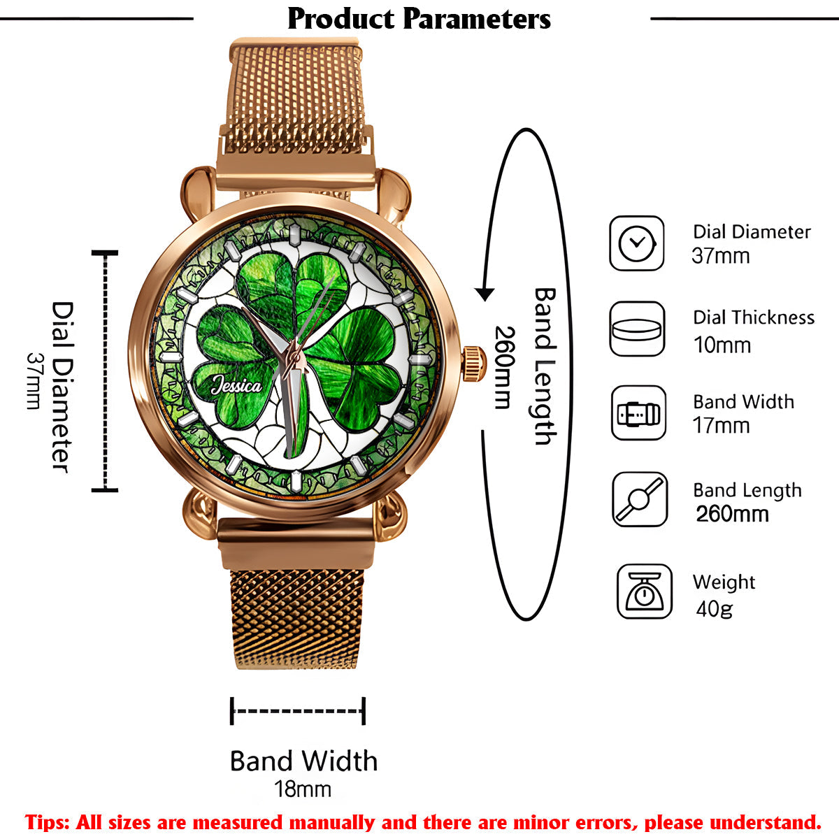 Shamrock St Patrick - Personalized Irish Women Hand Watch