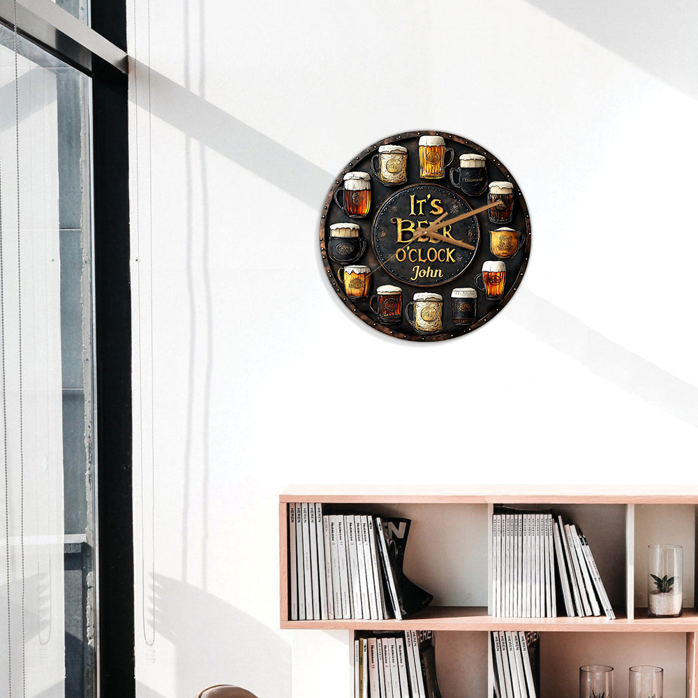 It's Beer O'clock - Personalized Beer Wall Clock