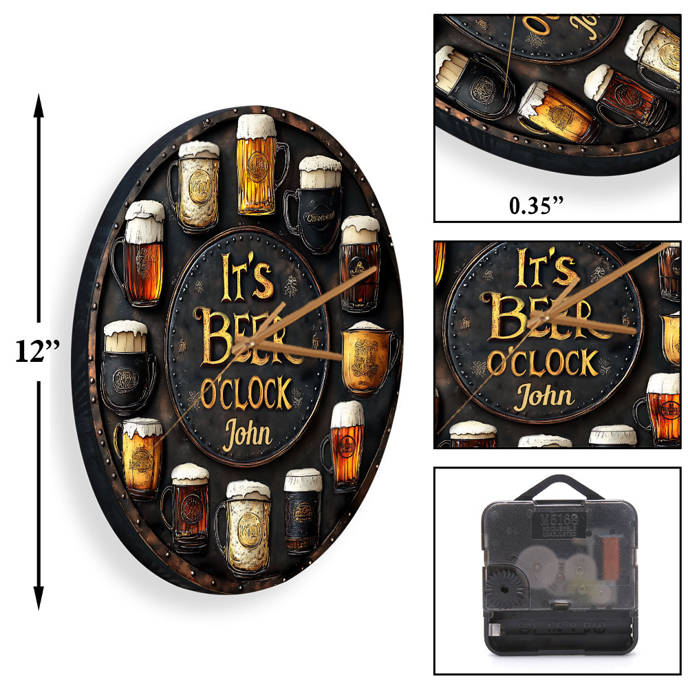 It's Beer O'clock - Personalized Beer Wall Clock