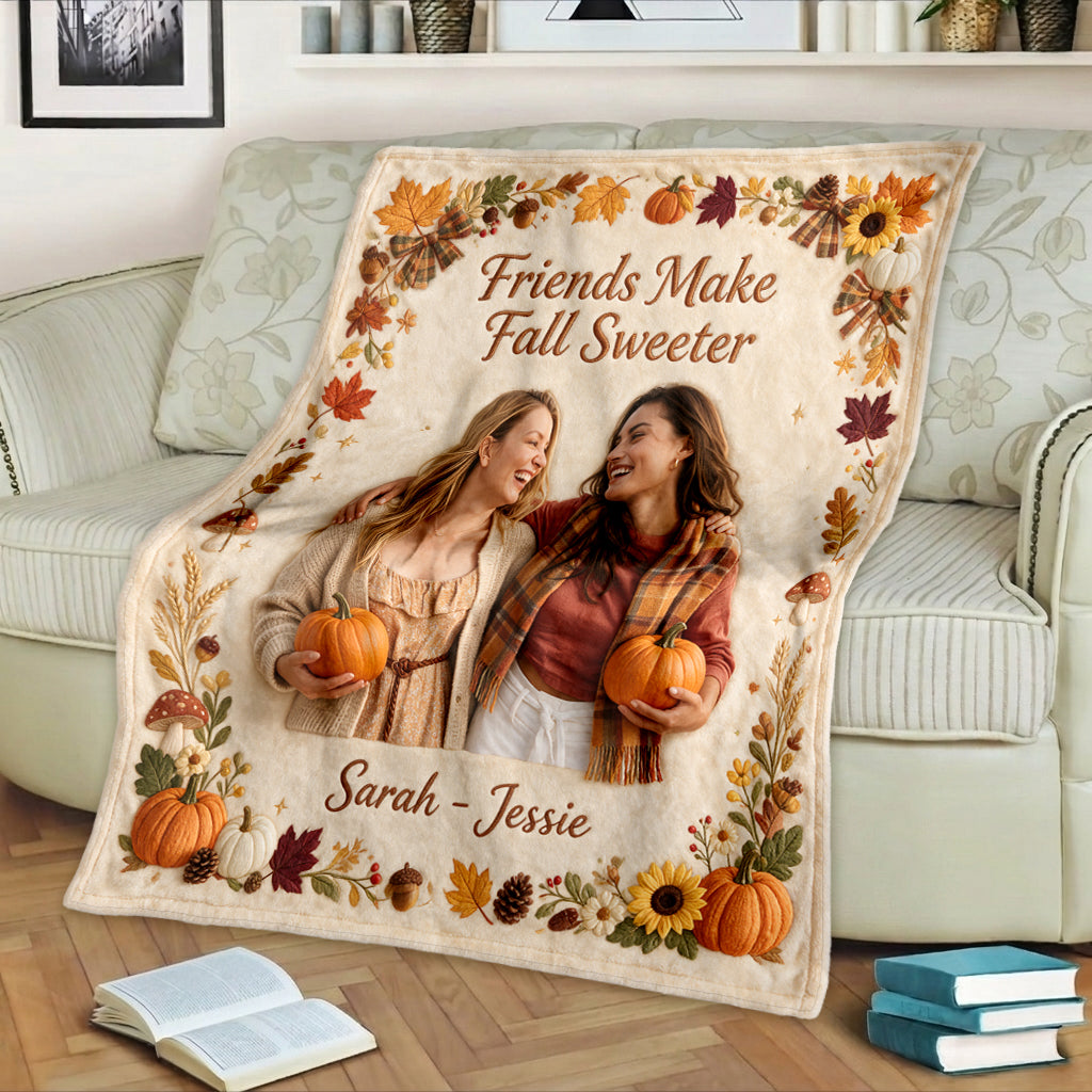 Cozy Days, Bestie Ways - Personalized Bestie Shaped Fleece Blanket