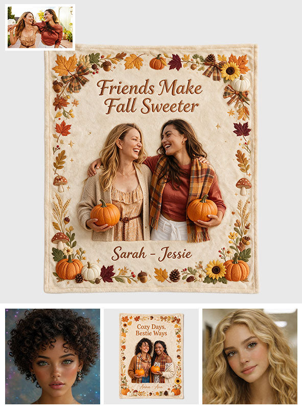 Cozy Days, Bestie Ways - Personalized Bestie Shaped Fleece Blanket