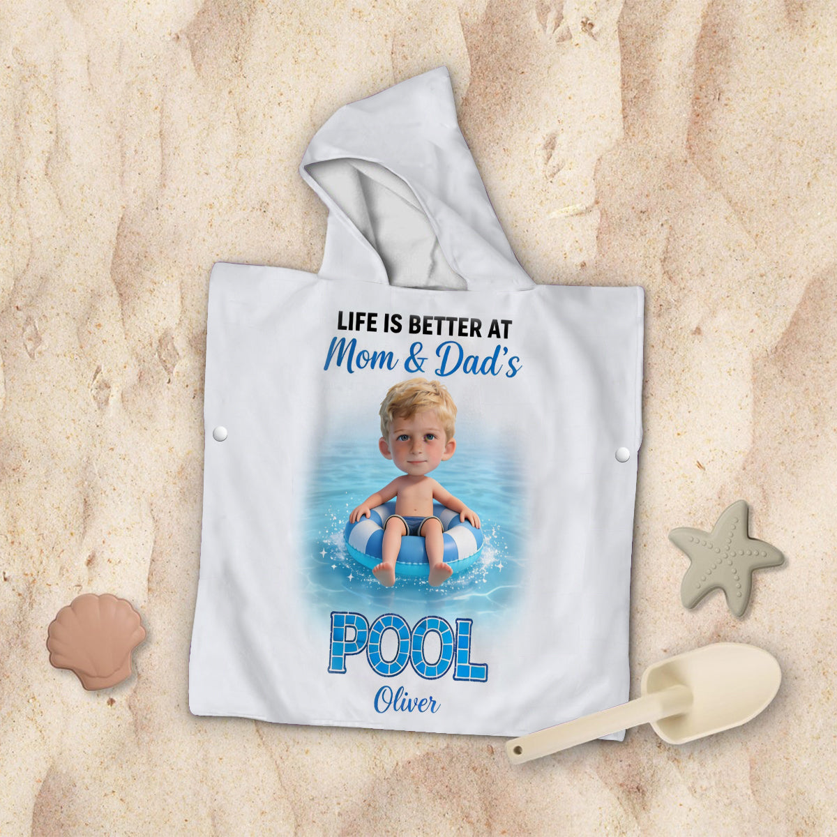 Life Is Better At The Pool - Personalized Kid Kid Hooded Towel Poncho