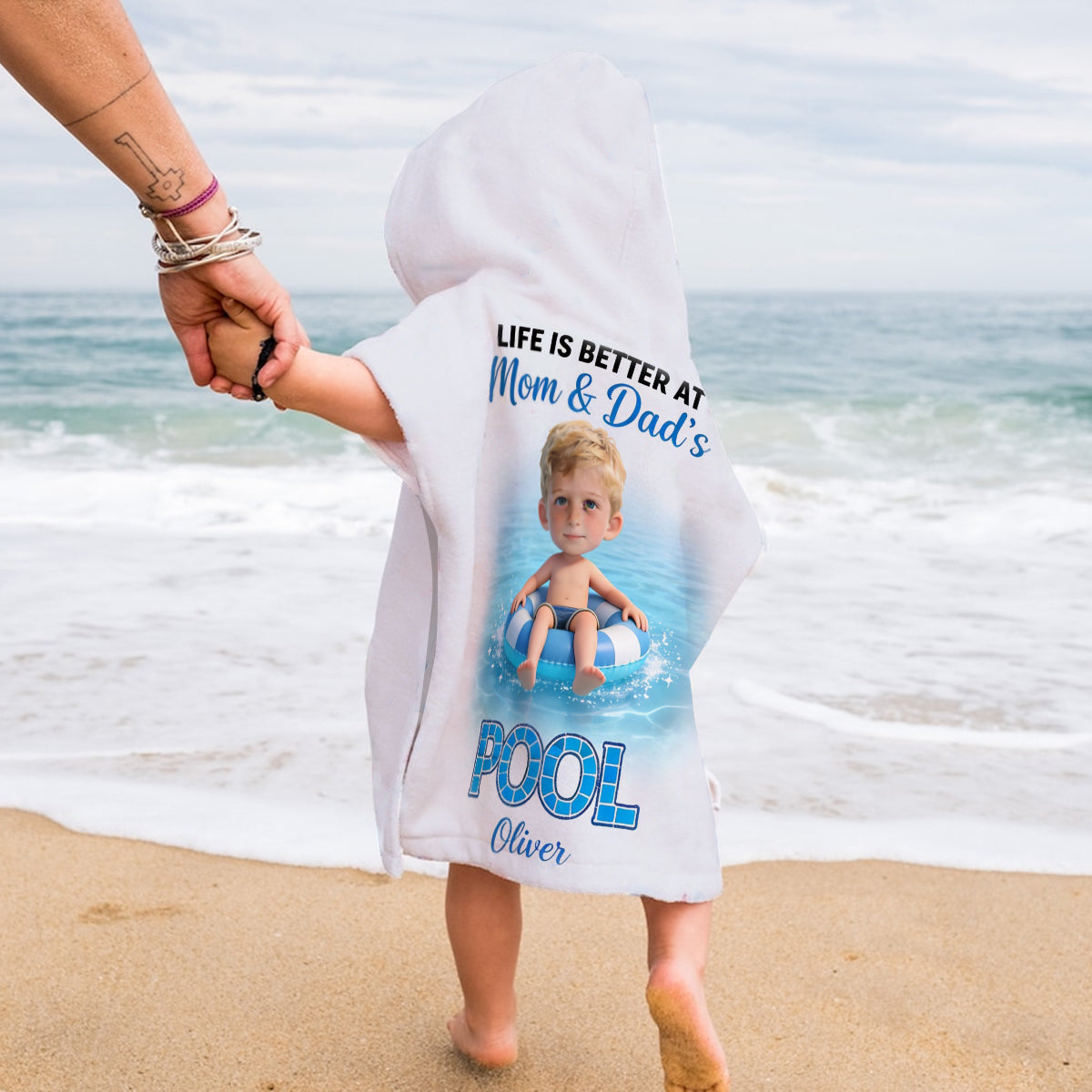 Life Is Better At The Pool - Personalized Kid Kid Hooded Towel Poncho