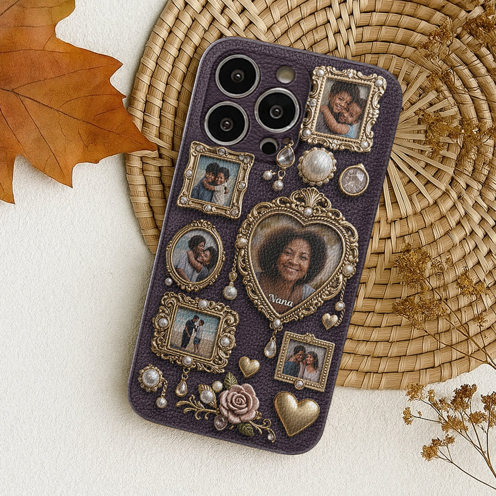 Grandma's Cute Little Museum - Personalized Grandma Leather Phone Case