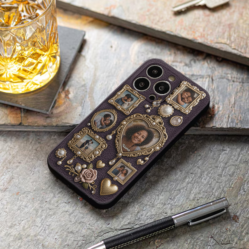 Grandma's Cute Little Museum - Personalized Grandma Leather Phone Case