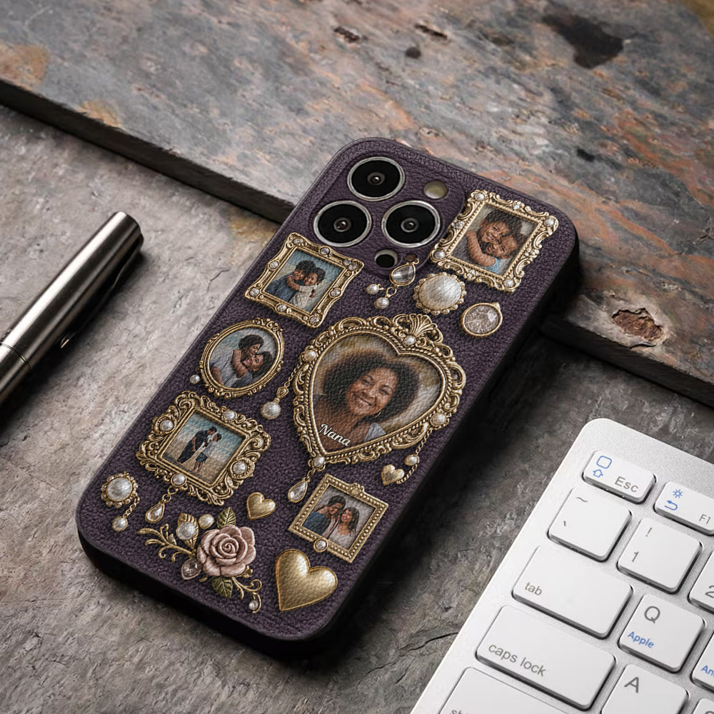 Grandma's Cute Little Museum - Personalized Grandma Leather Phone Case