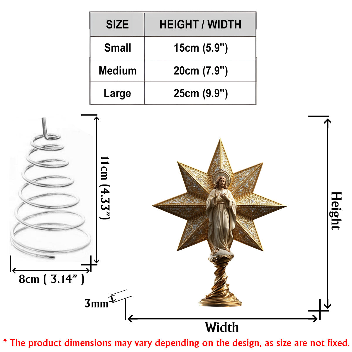 Star Of Bethlehem - Personalized Christian LED Light Tree Topper