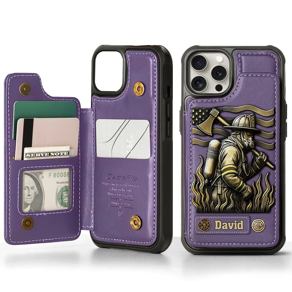 Fier pompier - Étui portefeuille personnalisé pour téléphone portable - Pompier