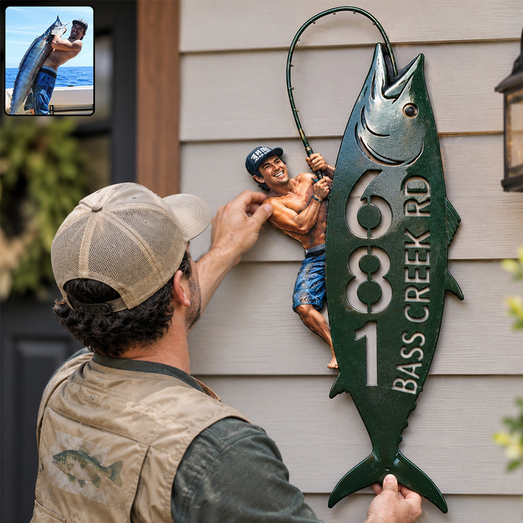 The Fisherman's Hideout - Personalized Fishing 3D Printed Cut Metal Sign