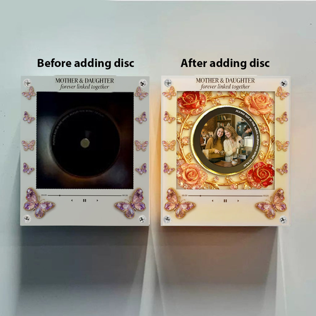 Mother And Daughter Love - Personalized Mother Rotating Music Magnet With Light