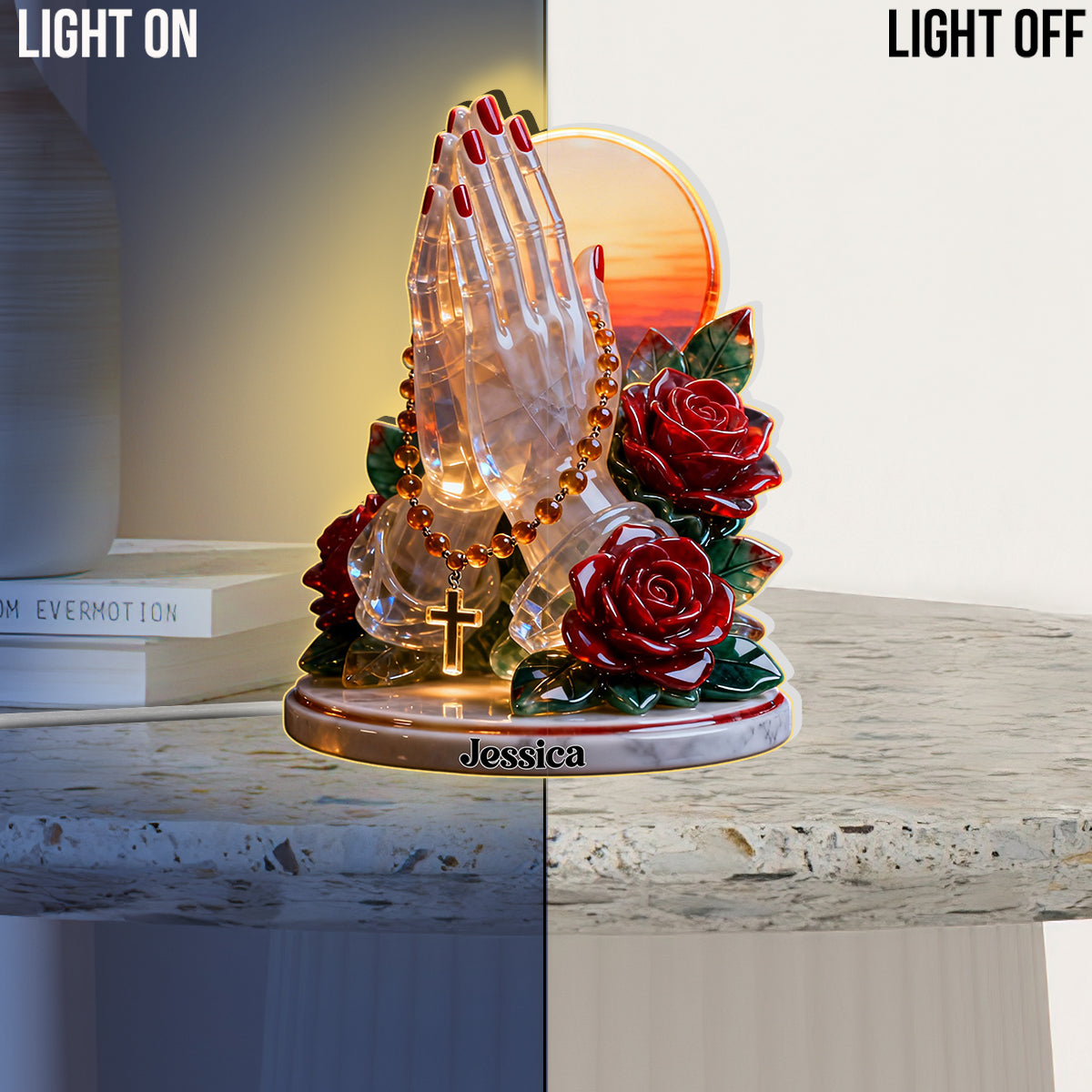 La foi plutôt que la peur - Veilleuse LED chrétienne personnalisée en acrylique