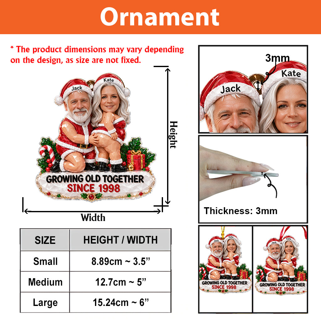 Merry Christmas - Personalized Spicy Couple Custom Shape Glass Ornament
