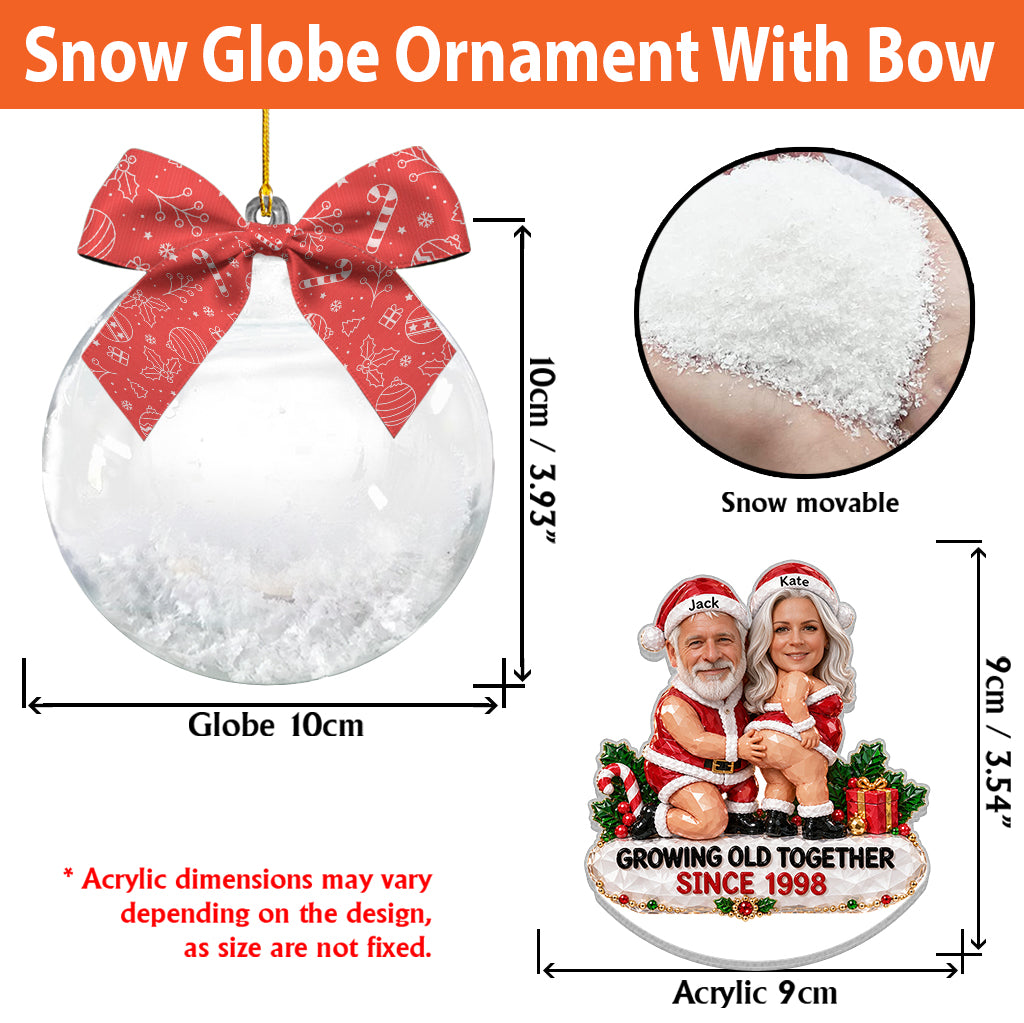 Merry Christmas - Personalized Spicy Couple Custom Shape Glass Ornament