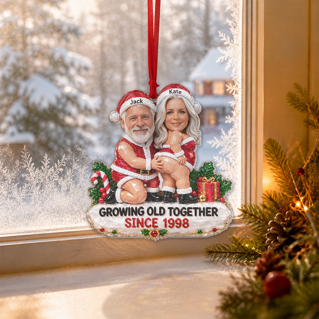 Merry Christmas - Personalized Spicy Couple Custom Shape Glass Ornament