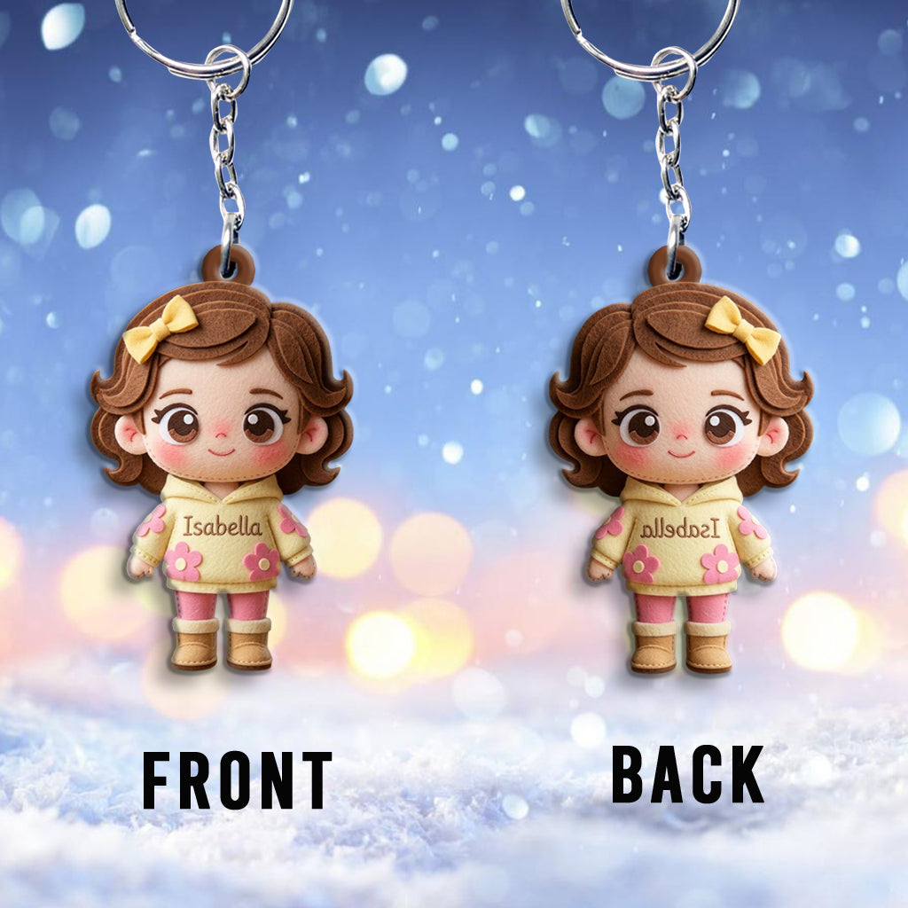 Custom Cute Felt Fabric Styled Doll, Custom From Any Photo - Personalized Kid Keychain