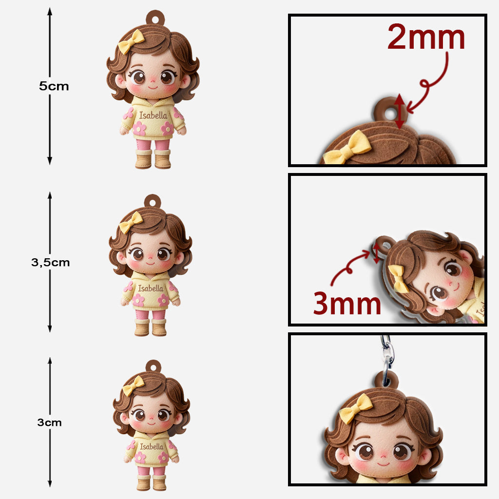 Custom Cute Felt Fabric Styled Doll, Custom From Any Photo - Personalized Kid Keychain