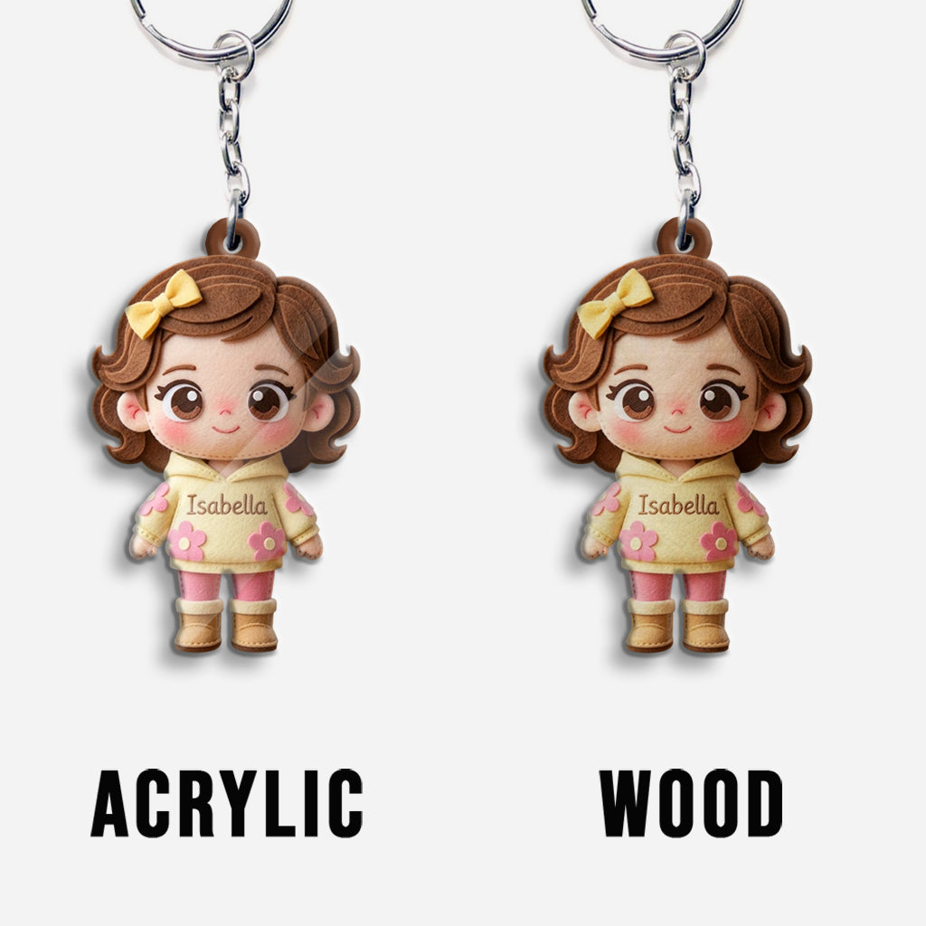 Custom Cute Felt Fabric Styled Doll, Custom From Any Photo - Personalized Kid Keychain