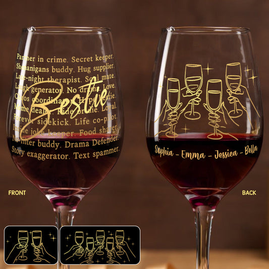 Bestie Partner In Crime - Personalized Bestie Wine Glass With Long Stem