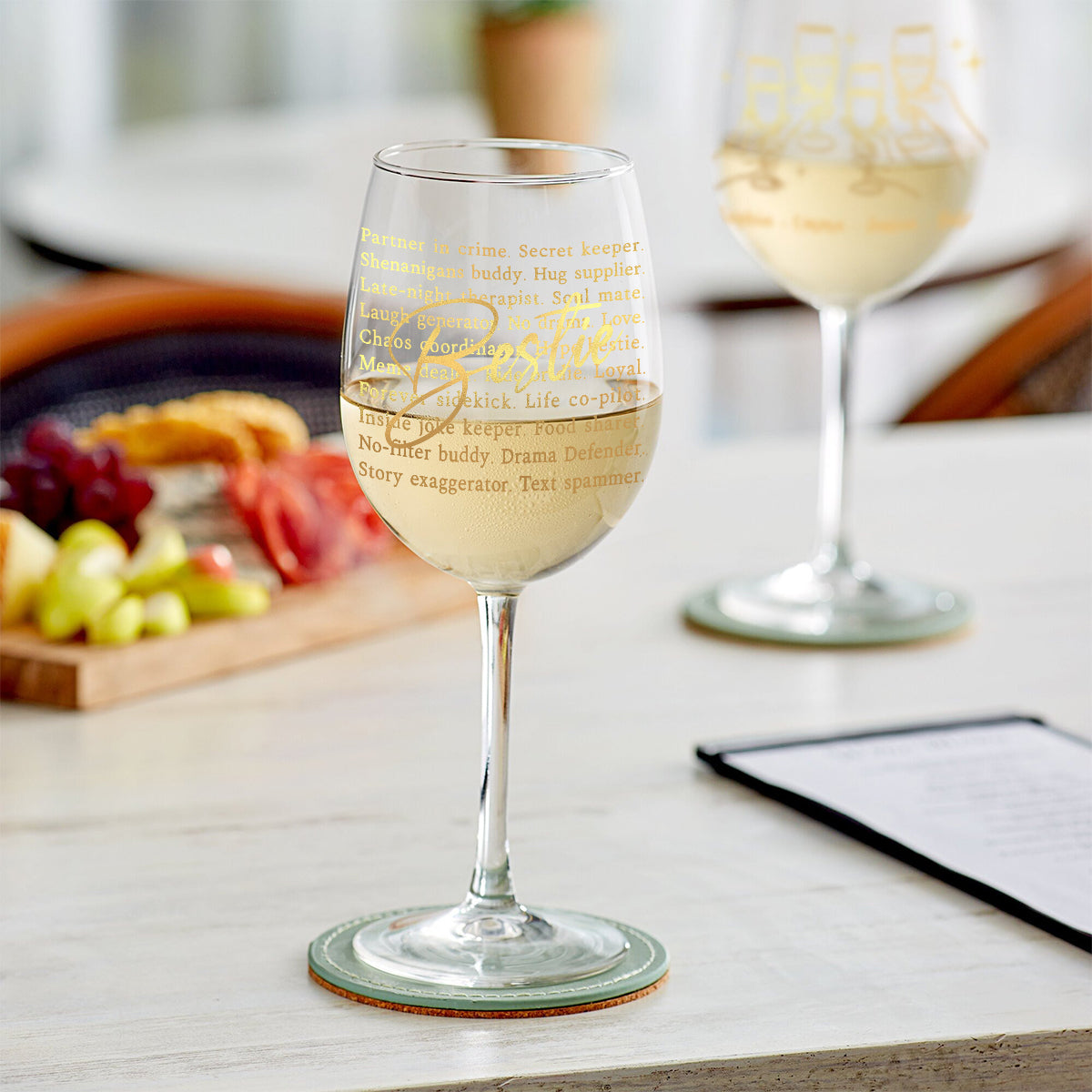 Bestie Partner In Crime - Personalized Bestie Wine Glass With Long Stem