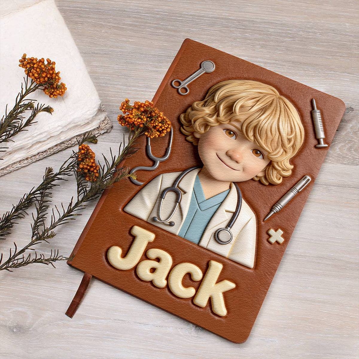 Wo Träume beginnen – Personalisiertes Notizbuch aus Ziegenleder