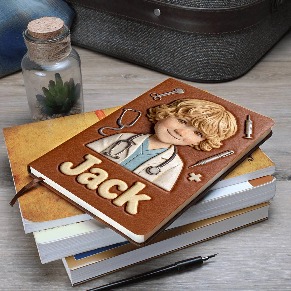 Wo Träume beginnen – Personalisiertes Notizbuch aus Ziegenleder