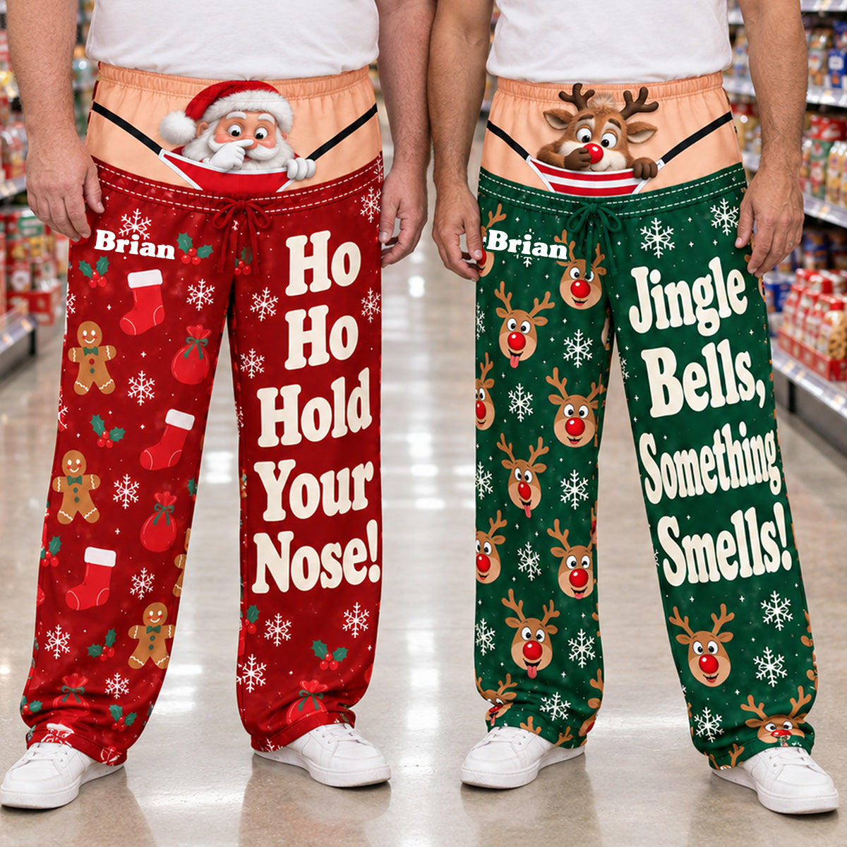 Ho Ho Hold Your Nose - Personalized Real Men Pajama Pants