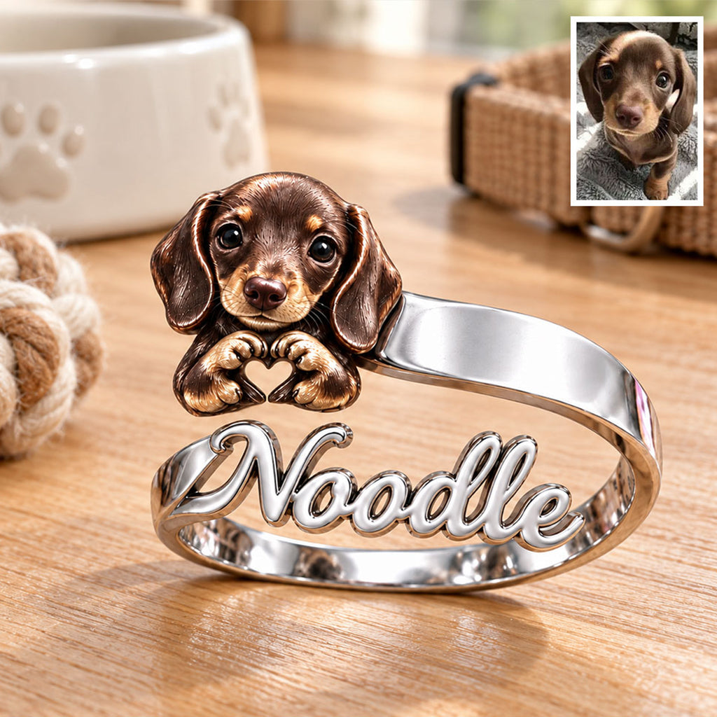 Customize With Any Photo & Name - Personalized Dog Adjustable Shaped Ring