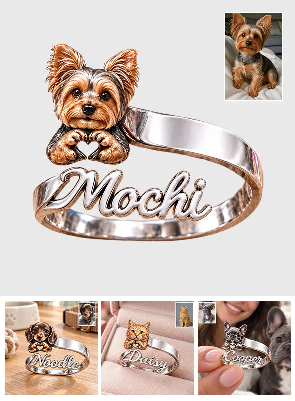 Customize With Any Photo & Name - Personalized Dog Adjustable Shaped Ring