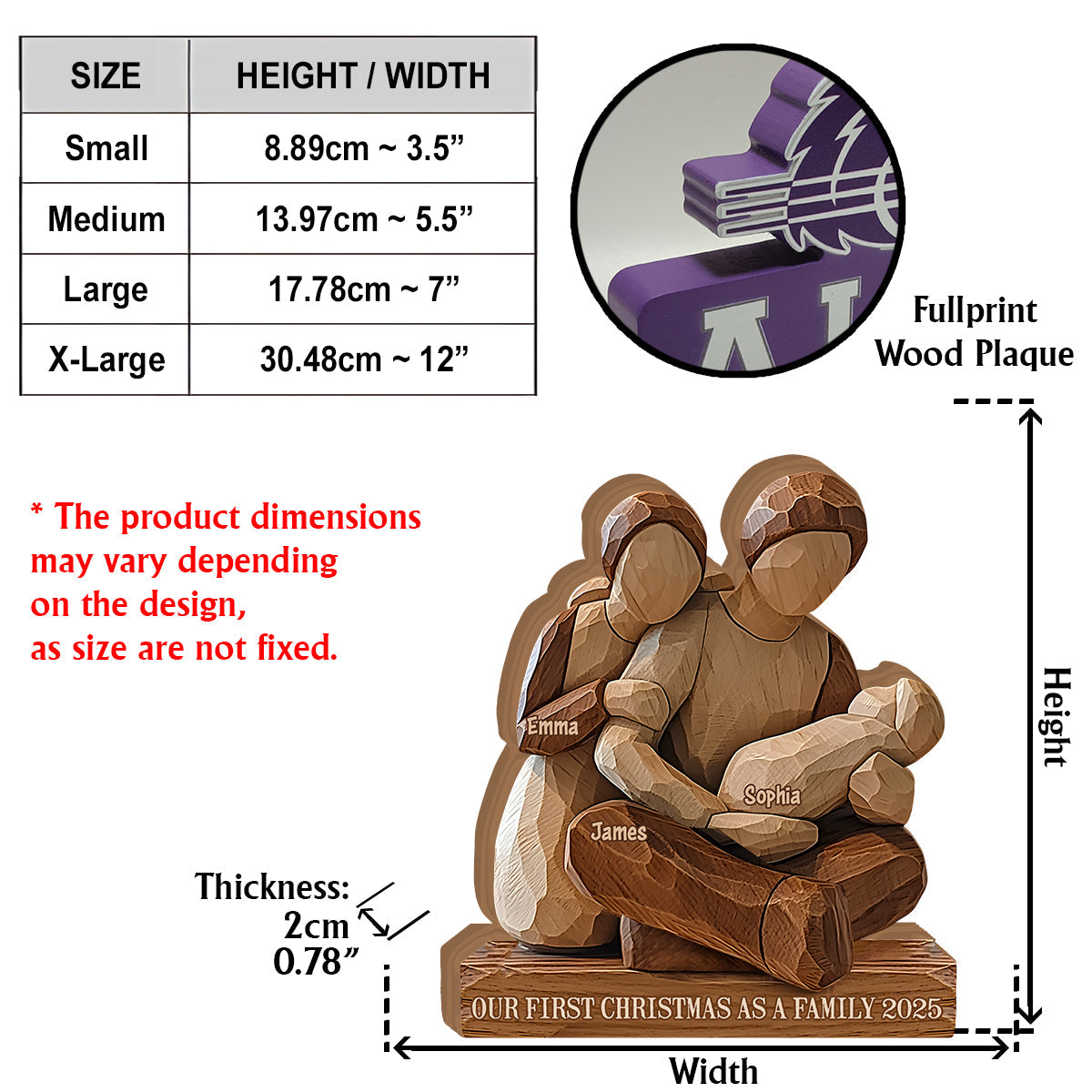 Our First Christmas as a Family - Personalized Family Custom Shaped Wood Plaque