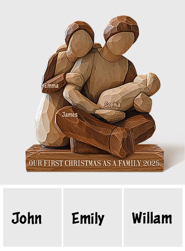 Our First Christmas as a Family - Personalized Family Custom Shaped Wood Plaque