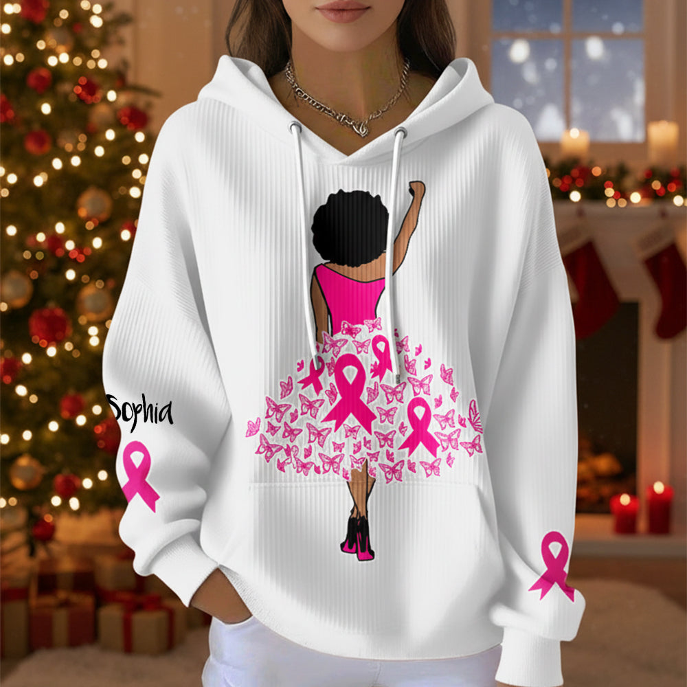 Black Woman Strength Pink Ribbon - Personalized Breast Cancer Awareness All Over Shirt