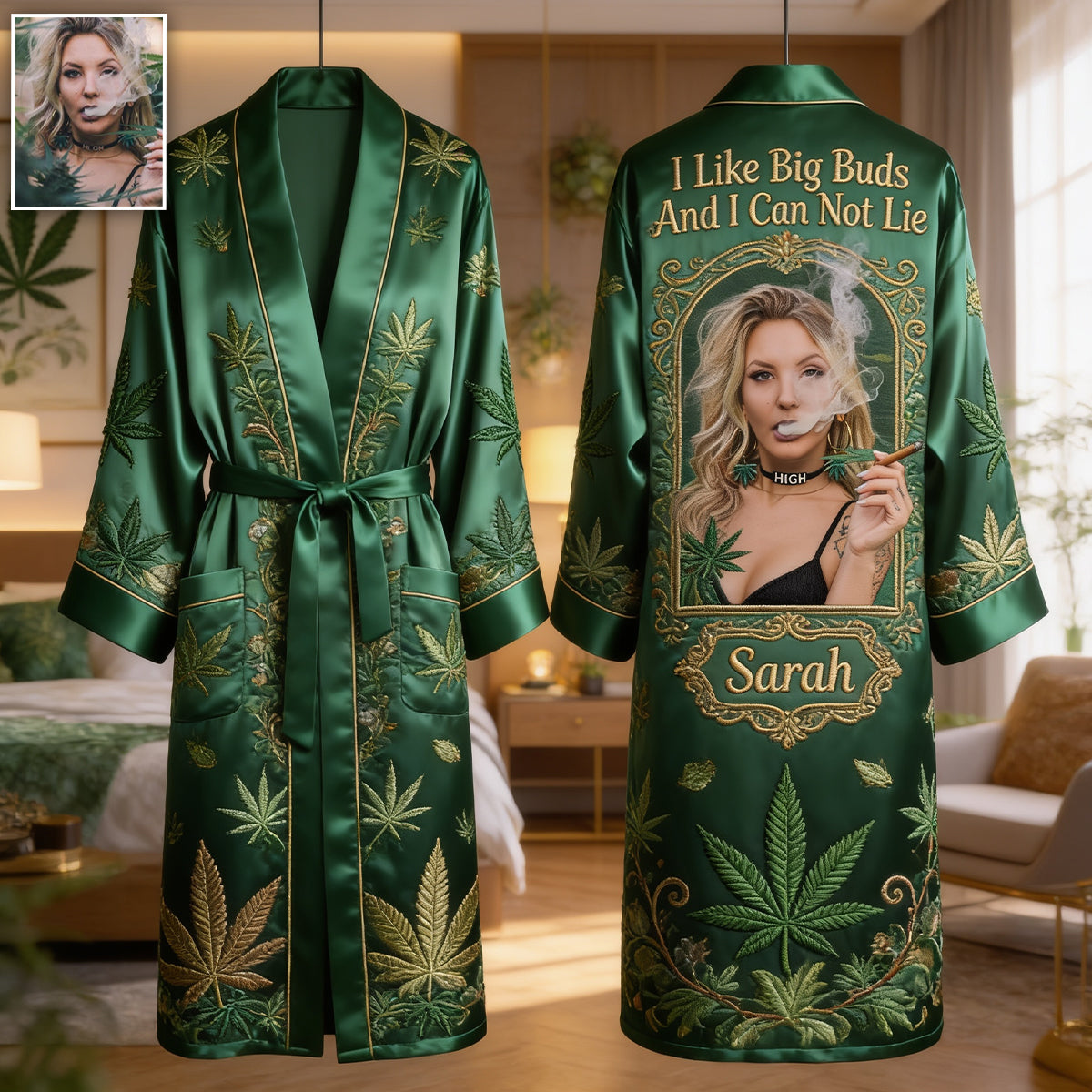 It's Always 4:20 - Personalized Weed Satin Robe