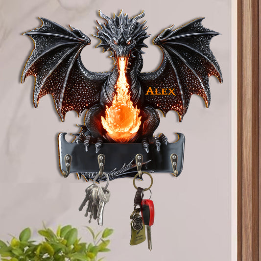Gothic Dragon Fire - Personalized Dragon Custom Shaped Key Rack