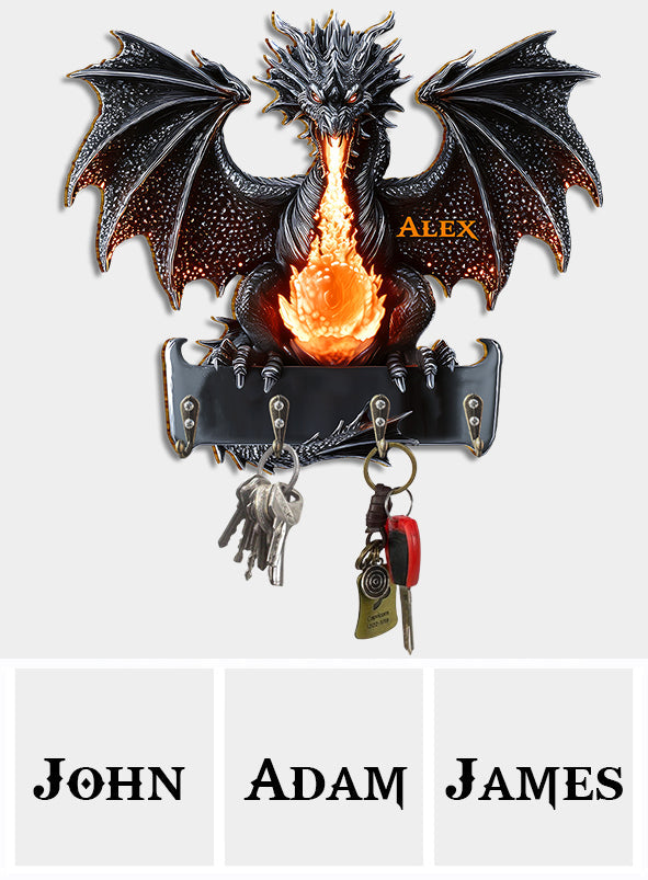 Gothic Dragon Fire - Personalized Dragon Custom Shaped Key Rack
