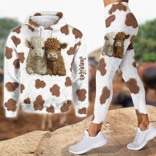 Adorable Highland Cows - Personalized Highland Cow Hoodie and Leggings