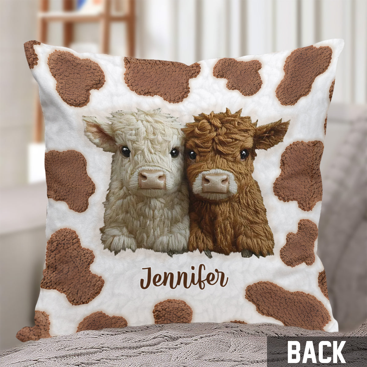 Adorable Highland Cows - Personalized Highland Cow Throw Pillow