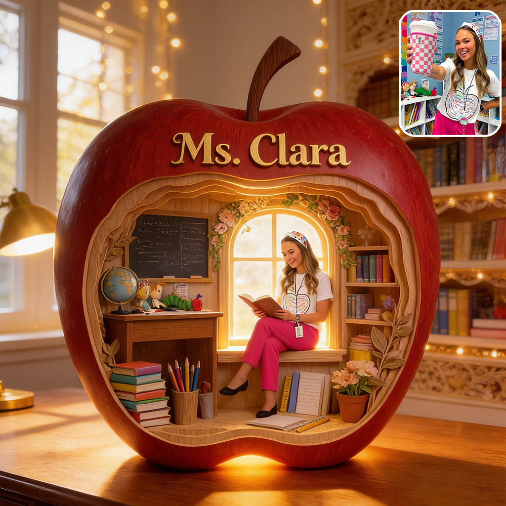 It's A Good Day To Teach Tiny Humans - Personalized Teacher Wooden Light Shadow Box