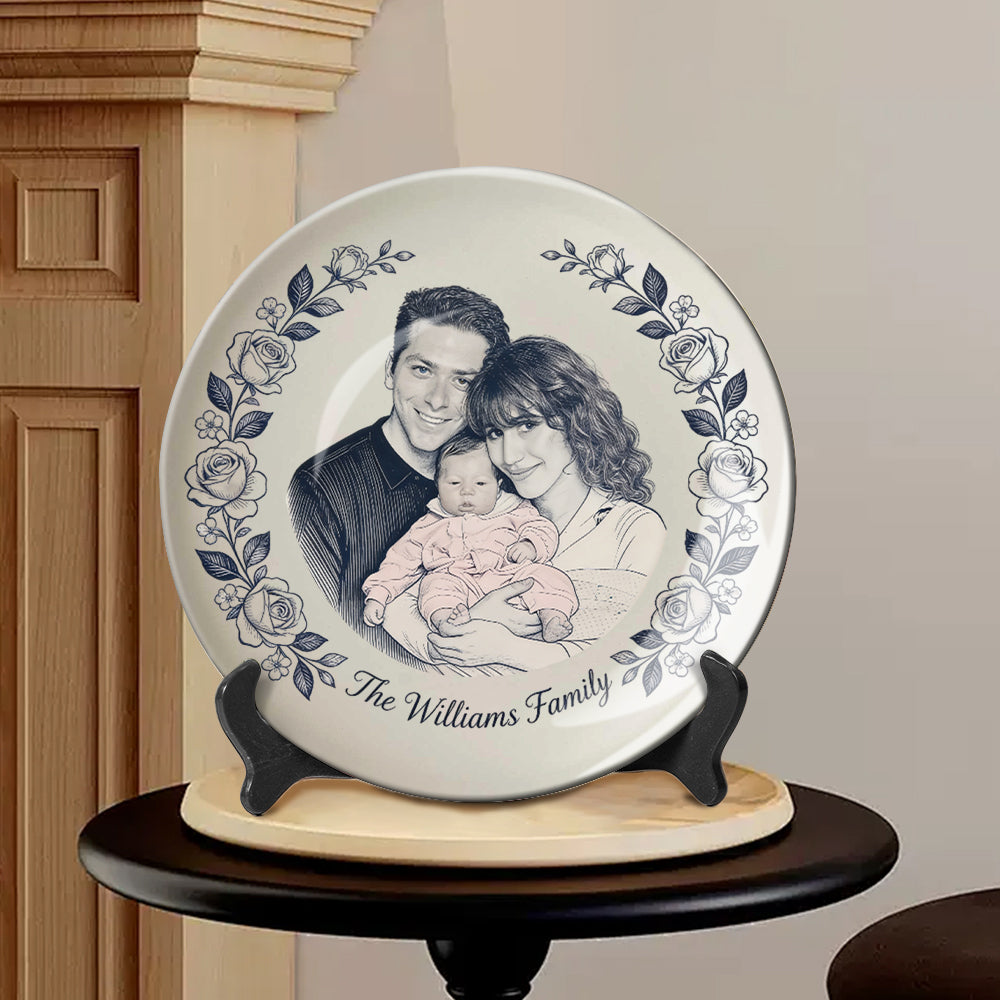 Custom Any Photo - Love My Family - Personalized Family Ceramic Round Plate