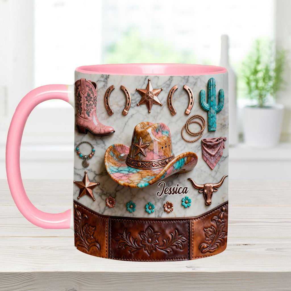 Strong Cowgirl - Personalized Cowgirl Accent Mug & Coaster