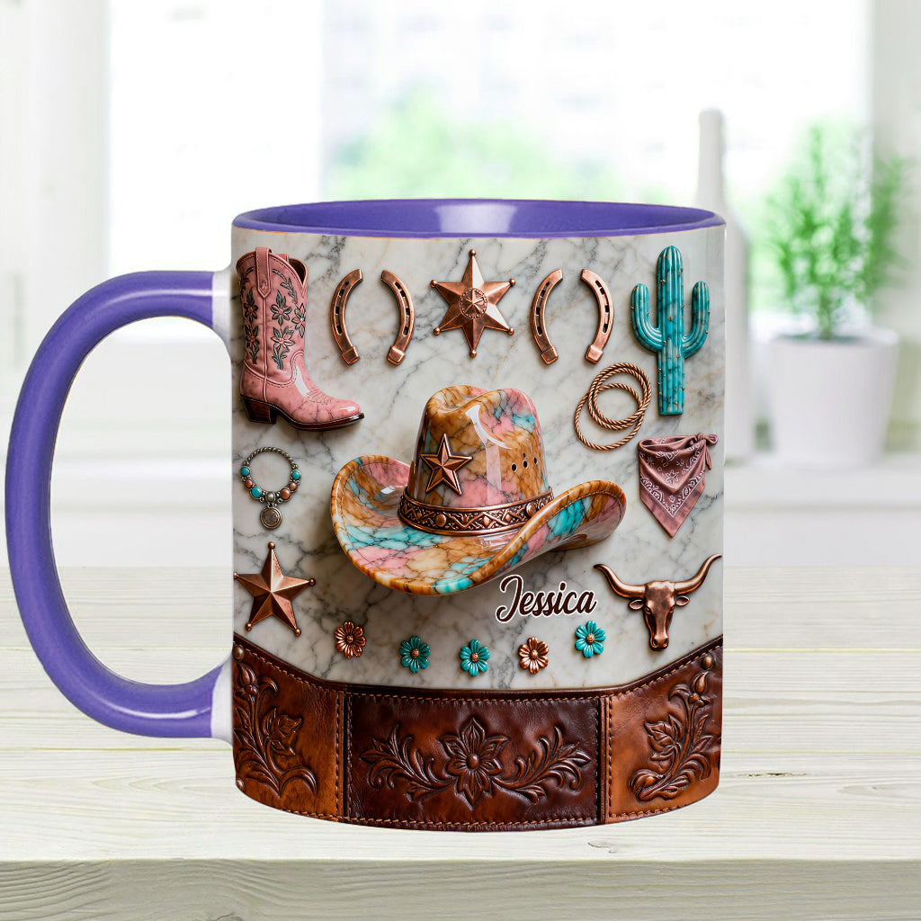 Strong Cowgirl - Personalized Cowgirl Accent Mug & Coaster