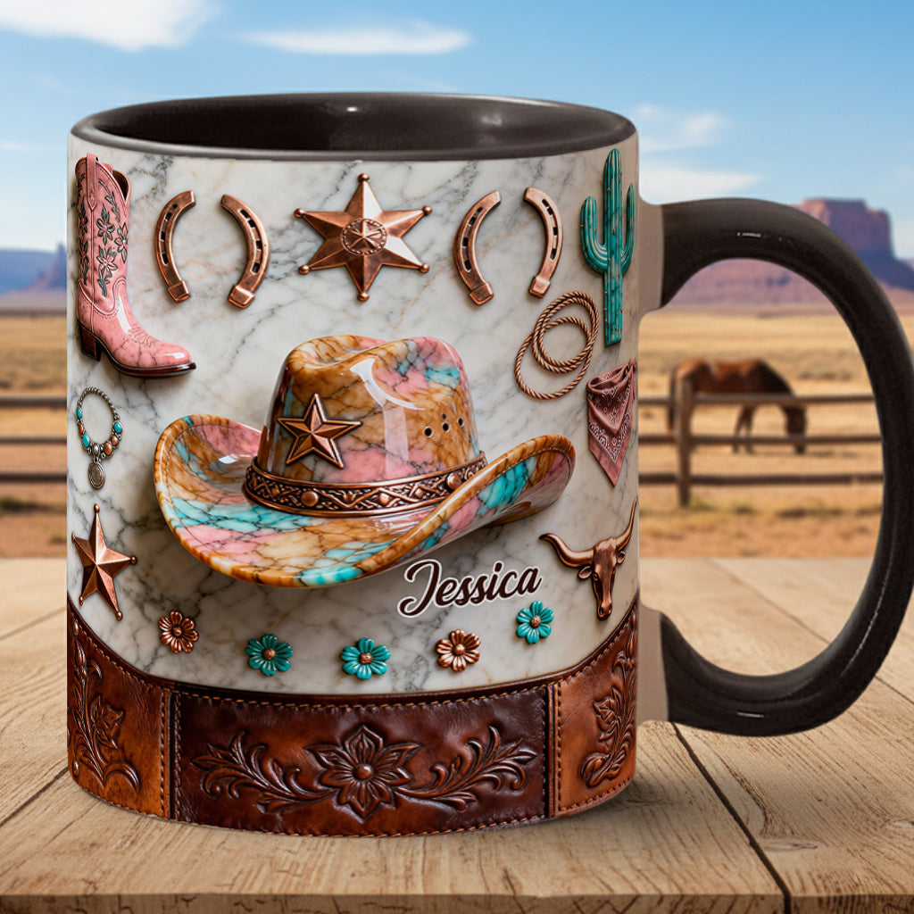 Strong Cowgirl - Personalized Cowgirl Accent Mug & Coaster